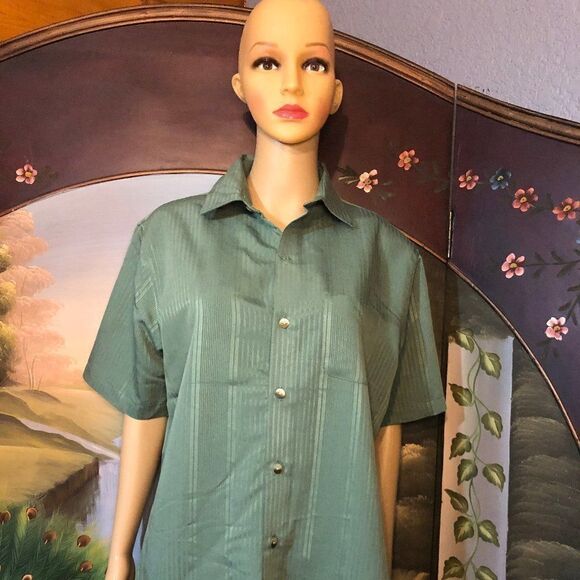 New Van Heusen Air Cooling Olive Green Button Down-Small - Picture 1 of 7